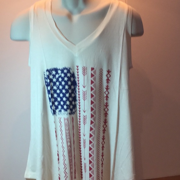 LAST ONE 🇺🇸 AMERICAN FLAG GRAPHIC V NECK TANK - Picture 6 of 8